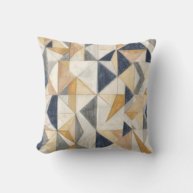 Modern Abstract Geometric Quilt Pattern Navy Blue  Kussen (Voorkant)
