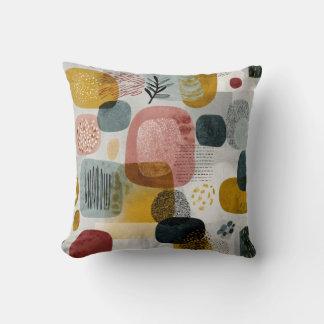 Modern Abstract Geometric Throw Pillow – Earthy Pa Kussen