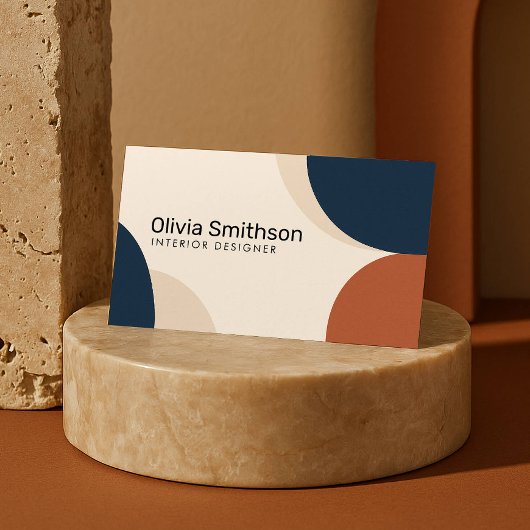 Modern Abstract geometrisch beige, marine, roeston Visitekaartje
