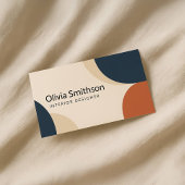 Modern Abstract geometrisch beige, marine, roeston Visitekaartje