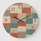 Modern Abstract geometrisch blok in Blauwgroen en Grote Klok (Voorkant)