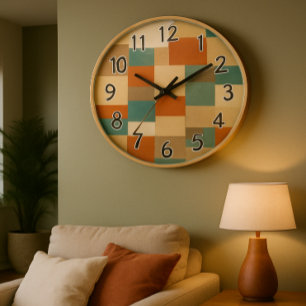 Modern Abstract geometrisch blok in Blauwgroen en  Grote Klok