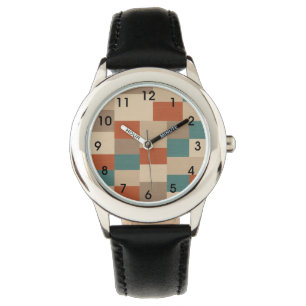 Modern Abstract geometrisch blok in Blauwgroen en  Horloge