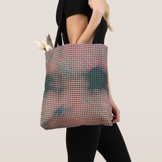 Modern abstract geometrisch digitaal patroon 1253 tote bag (Dichtbij)