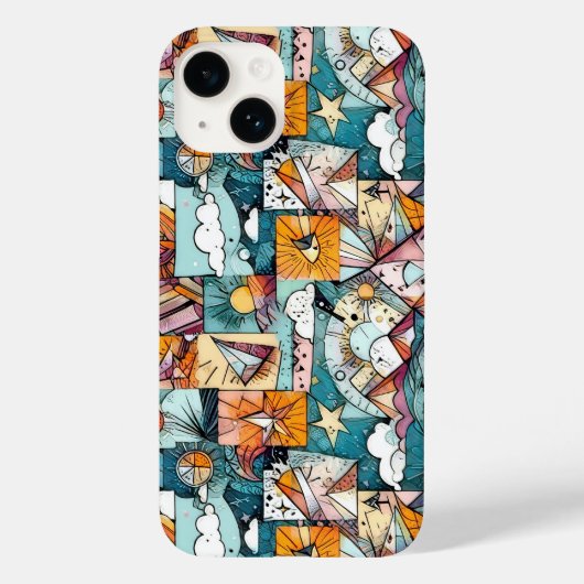 Modern abstract geometrisch digitaal patroon 43 Case-Mate iPhone case (Achterkant)