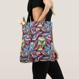 Modern abstract geometrisch digitaal patroon 44 tote bag