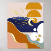 Modern Abstract geometrisch landschap zon en maan Folie Afdrukken (Voorkant)