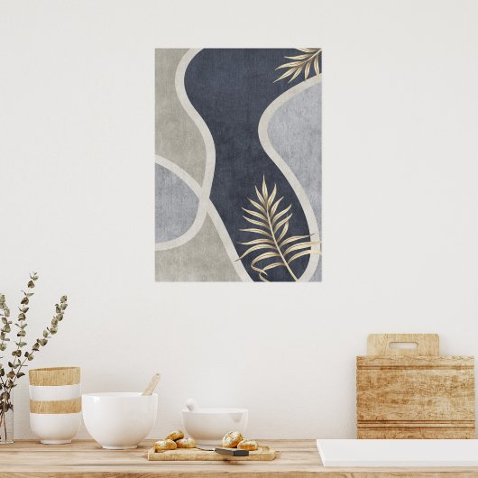 Modern Abstract Geometrisch Leaf Wall Art Poster (Keuken)