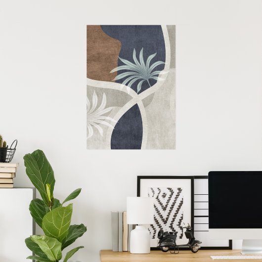 Modern Abstract Geometrisch Leaf Wall Art Poster (Thuiskantoor)