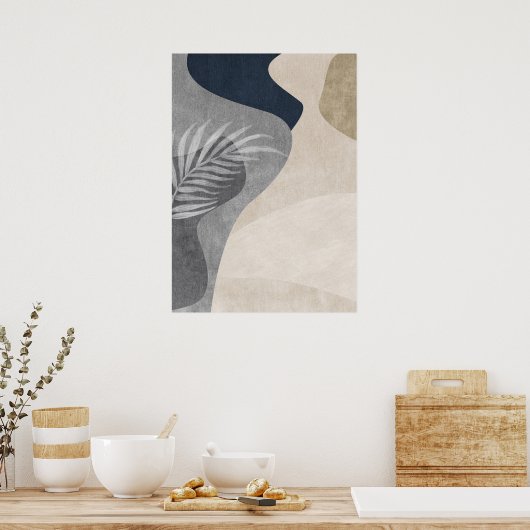 Modern Abstract Geometrisch Leaf Wall Art Poster (Keuken)