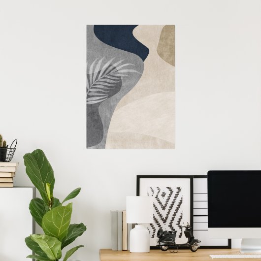 Modern Abstract Geometrisch Leaf Wall Art Poster (Thuiskantoor)
