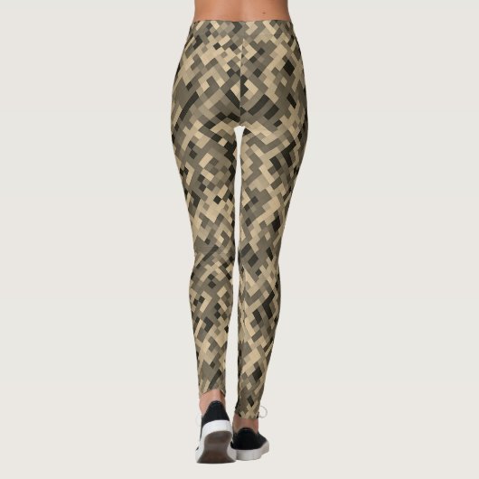 Modern Abstract geometrisch monochroom beige patro Leggings (Achterkant)