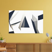 Modern Abstract Geometrisch Navy en Wit Canvas Afdruk (Insitu (Woonkamer))
