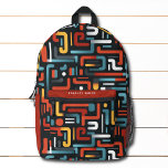 Modern Abstract geometrisch patroon gepersonalisee Bedrukte Rugzak<br><div class="desc">Modern Abstract Geometrisch Patroon Gepersonaliseerde Naam Rugzak beschikt over een modern abstract geometrisch patroon in zwart,  bruin,  blauw,  geel en wit met uw gepersonaliseerde naam,  monogram of tekst. Perfect voor school,  sport,  sportschool,  reizen en meer. Ontworpen door ©Evco Studio www.zazzle.com/store/evcostudio</div>