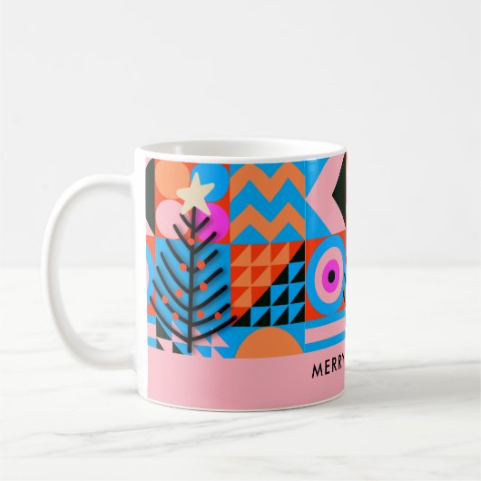 Modern Abstract Geometrisch Pinks Blues Kerst Koffiemok (Links)