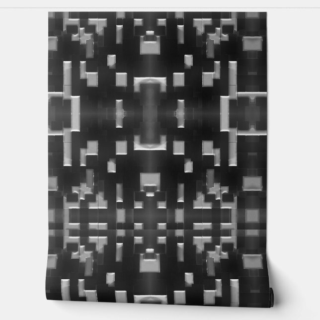 Modern Abstract geometrisch zwart-wit ontwerp Behang (Afrollen)