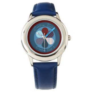 MODERN ABSTRACT GEOMTRENT PATROONONTWERP ROOD BLAU HORLOGE
