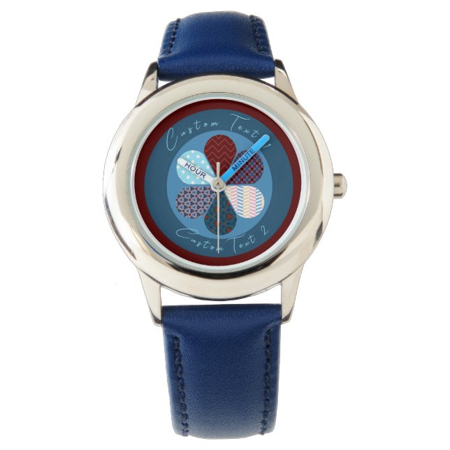 MODERN ABSTRACT GEOMTRENT PATROONONTWERP ROOD BLAU HORLOGE (Voorkant)