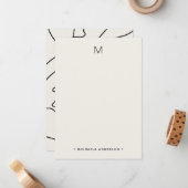 Modern Abstract gezicht Monogram & Naam Stationery Notitiekaartje (Voorkant / Achterkant in situ)