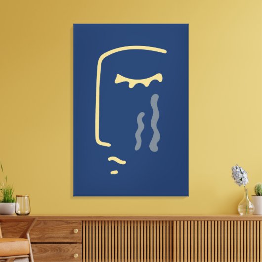 Modern Abstract gezicht op blauw Canvas Afdruk (Insitu (Woonkamer))