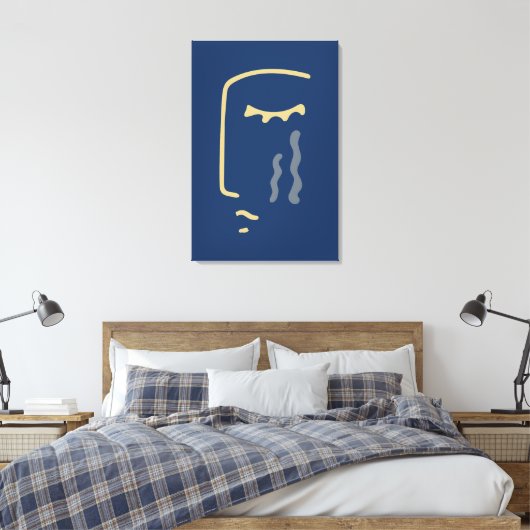Modern Abstract gezicht op blauw Canvas Afdruk (Insitu (Slaapkamer))