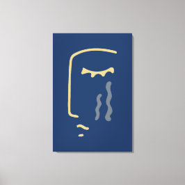 Modern Abstract gezicht op blauw Canvas Afdruk