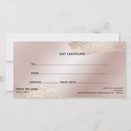 Modern Abstract Glitter Certificaat Cadeau Kaart (Achterkant)