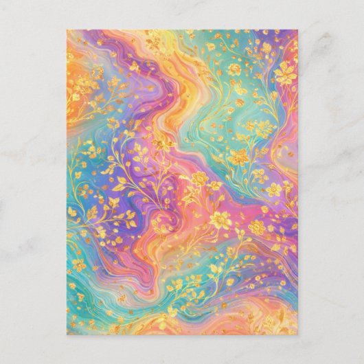 Modern Abstract Glitter Floral Monogram Design     Briefkaart (Voorkant)