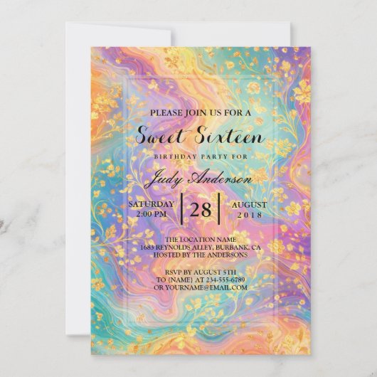 Modern Abstract Glitter Floral Monogram Design     Kaart (Voorkant)