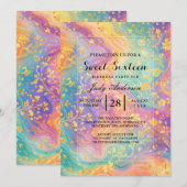 Modern Abstract Glitter Floral Monogram Design     Kaart (Voorkant / Achterkant)