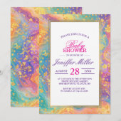 Modern Abstract Glitter Floral Monogram Design     Kaart (Voorkant / Achterkant)