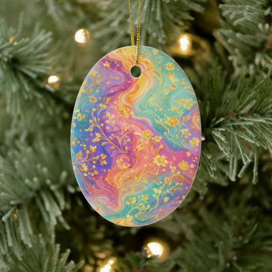 Modern Abstract Glitter Floral Monogram Design     Keramisch Ornament (Boom)