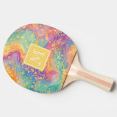 Modern Abstract Glitter Floral Monogram Design     Tafeltennisbatje (Zijkant)