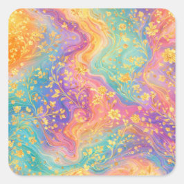 Modern Abstract Glitter Floral Monogram Design     Vierkante Sticker