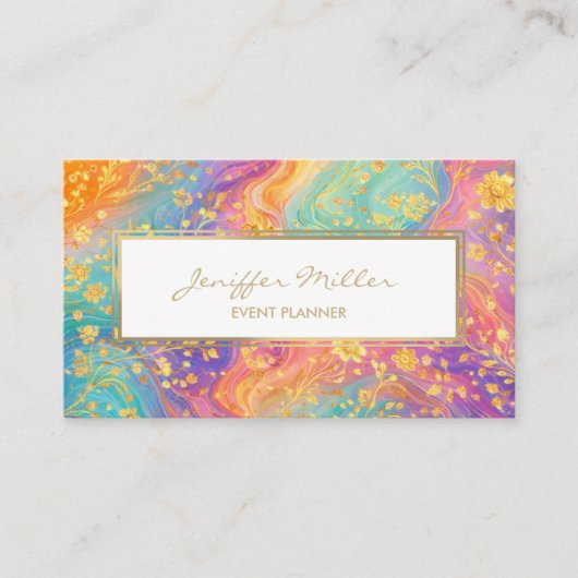 Modern Abstract Glitter Floral Monogram Design     Visitekaartje (Voorkant)