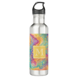 Modern Abstract Glitter Floral Monogram Design     Waterfles