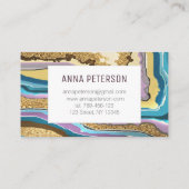 Modern Abstract Glitter Gem Agate Visitekaartje (Achterkant)