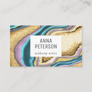 Modern Abstract Glitter Gem Agate Visitekaartje