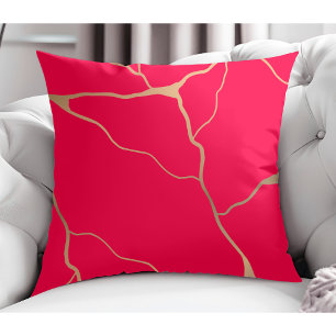 Modern Abstract Gold Vein Design Rood Kussen