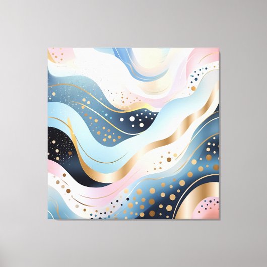 Modern abstract golvend eendengroen roze patroon canvas afdruk (Voorkant)