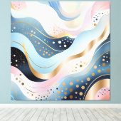 Modern abstract golvend eendengroen roze patroon canvas afdruk (Insitu (Houten vloer))