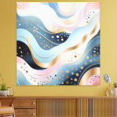 Modern abstract golvend eendengroen roze patroon canvas afdruk (Insitu (Woonkamer))