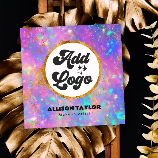 Modern Abstract Goud Vuur Opaal Edelsteen Toevoege Vierkante Visitekaartje