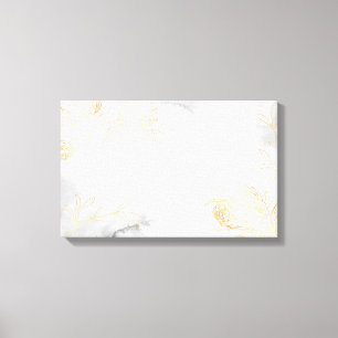Modern Abstract Gouden Bloemen op Wit Canvas Afdruk