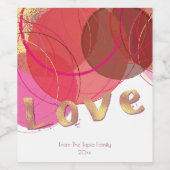 Modern Abstract, gouden liefde Wijn Etiket (Enkel label)
