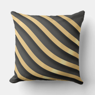 Modern Abstract Gouden Strepen Grijs Kussen