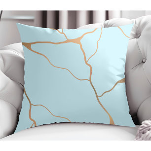 Modern Abstract Gouden Vein Design Licht Turquoise Kussen