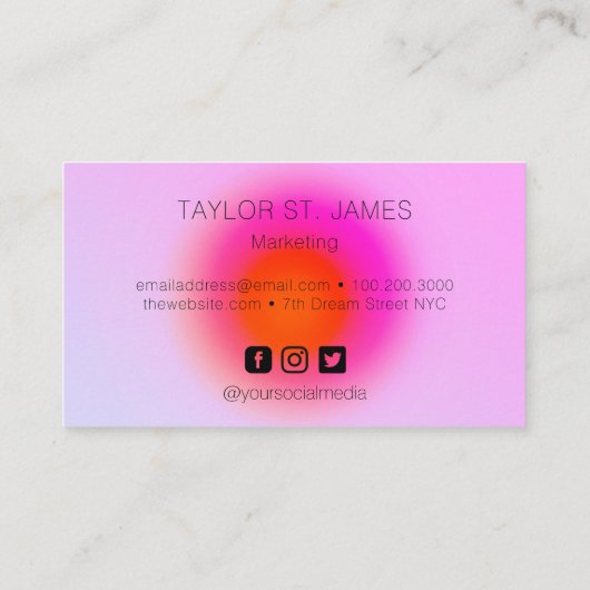 Modern Abstract Gradient Aura Roze Visitekaartje (Achterkant)
