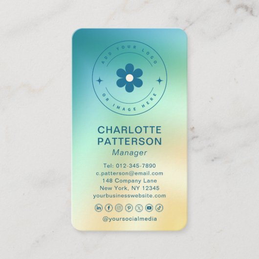 Modern Abstract Gradient Trendy Voeg toe Logo Visitekaartje (Voorkant)