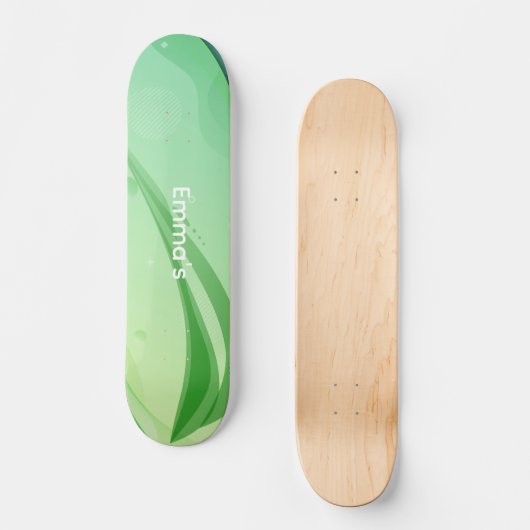 Modern Abstract Green Fluid Waves & Geometric Grap Persoonlijk Skateboard (Voorkant)